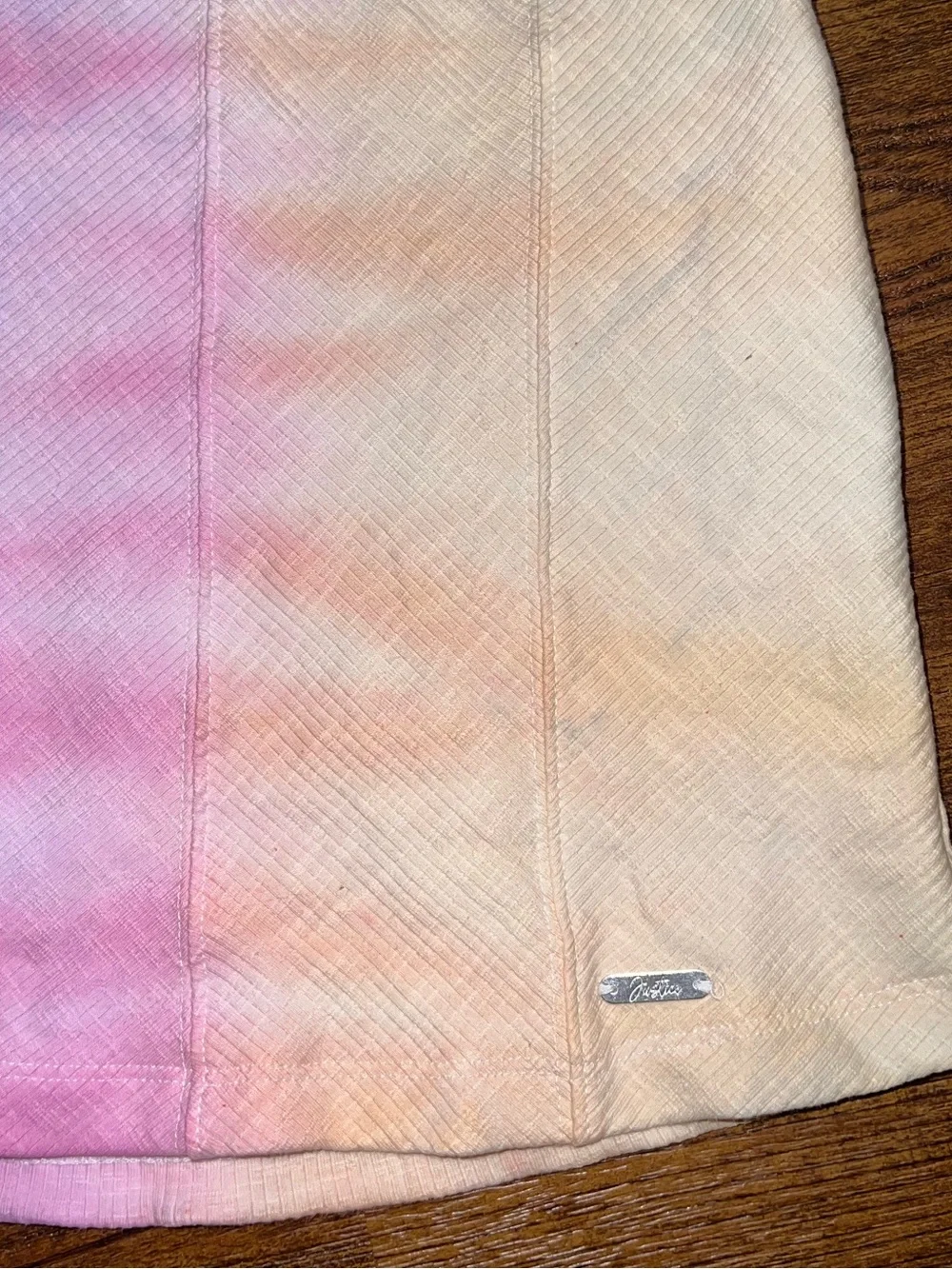 Justice Pastel Pink Lavender & Peach Ribbed Tie-Dye Ombre Tank Size L 12-14